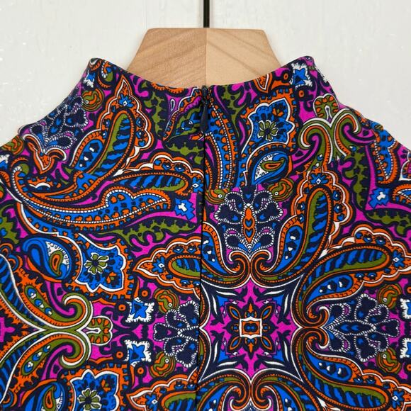 Jude Connally Colorful Paisley Print Mock Neck Long Sleeve Dress Size Small - Picture 3 of 5